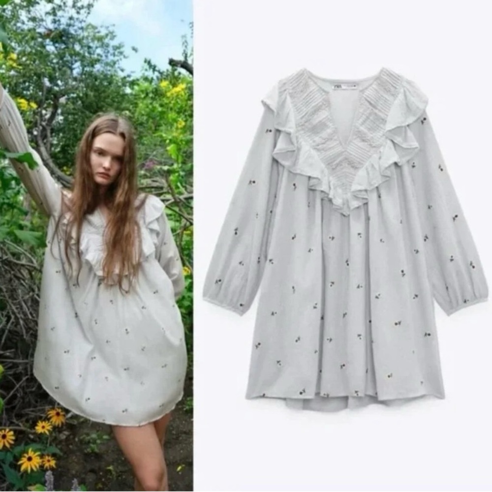 Floral Ruffle V-Neck Dress